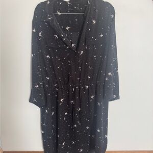 Black Dress with Bird Print